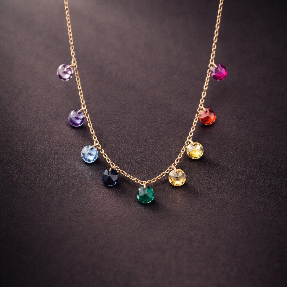 Multicolor Gem Drop Necklace